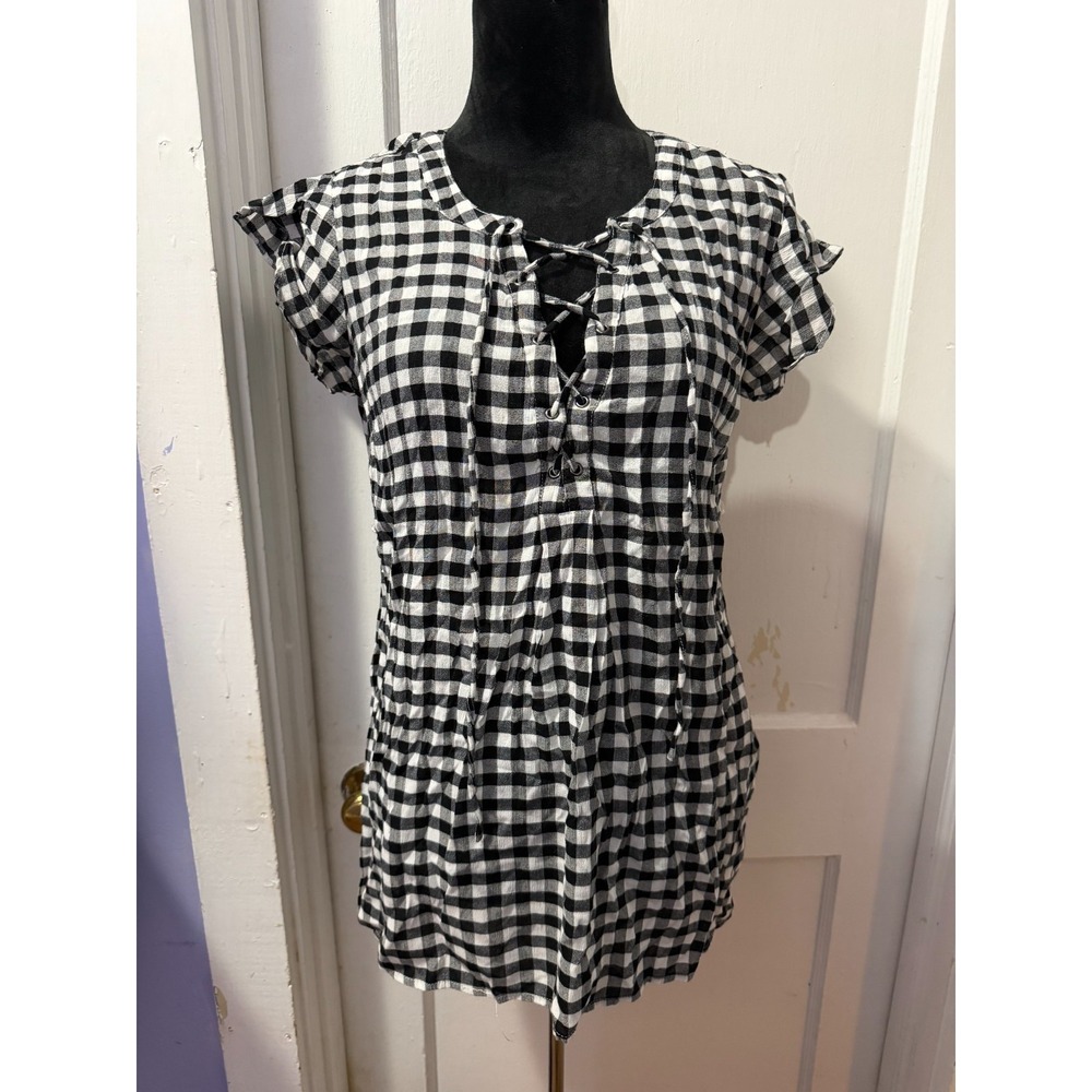 Motherhood Maternity Black and White Plaid Tank Top in S